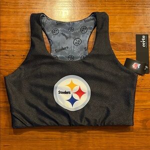 NFL Steelers Black and Gray Sports Bra